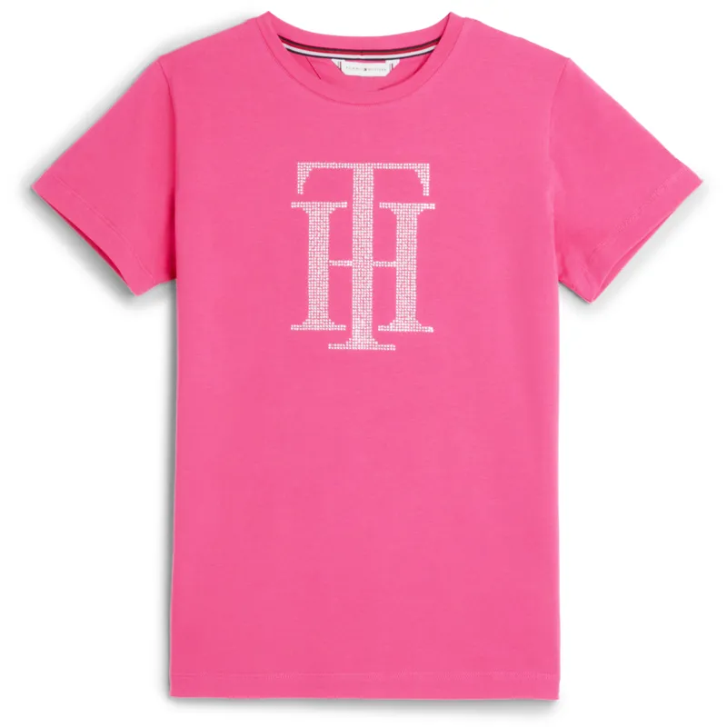 Tommy Hilfiger Women's Rhinestone T-Shirt - Hot Magenta
